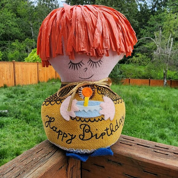 Vintage 1960s "HAPPY BIRTHDAY!" Toy DOLLY GRAM by WESTERN UNION Stuffed Rag Doll - Picture 1 of 7